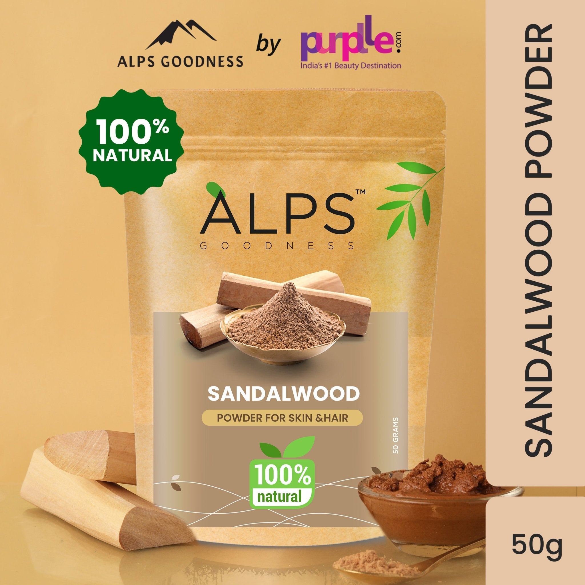 ALPS GOODNESS SANDALWOOD POWDER FOR SKIN & HAIR 50GM