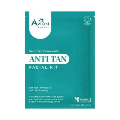 AVION BEAUTY SALON PROFESSIONAL ANTI TAN FACIAL KIT GLYCOLIC ACID, NIACINAMIDE, LACTIC ACID 50G+5ML