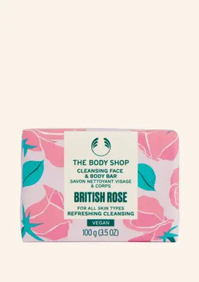 British Rose Cleansing Face & Body Bar-100G, The Body Shop