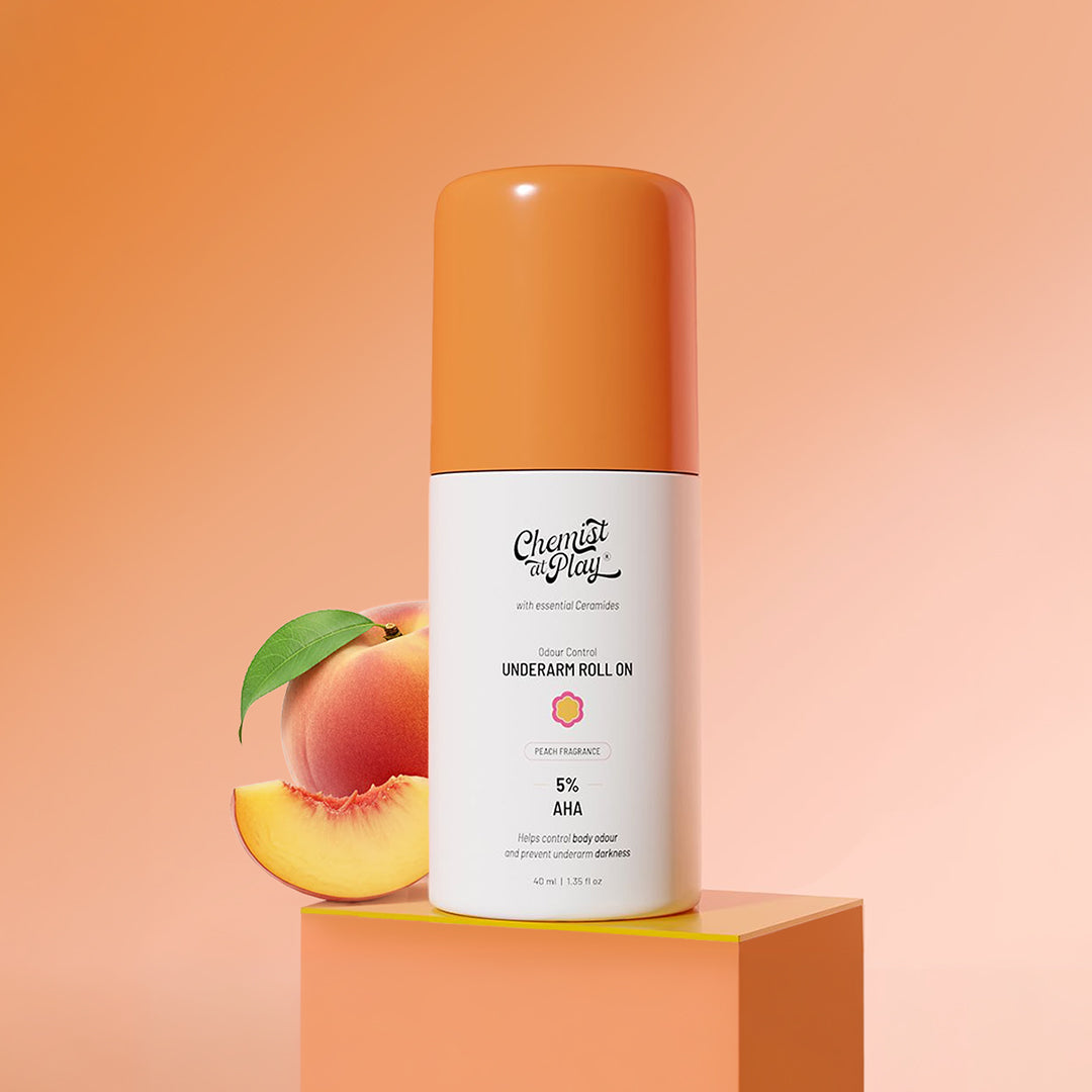 CHEMIST AT PLAY 5% AHA-VITAMIN C UNDER ARM ROLL ON PEACH FRAGRANCE 40ML