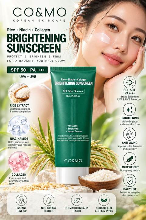 Co&Mo Rice + Niacin + Collagen Brightening Sunscreen SPF 50+ PA++++ 50ml