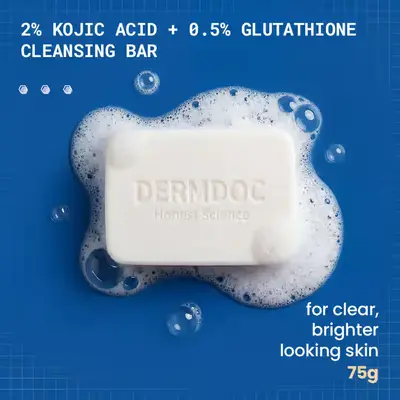 DERMDOC 2% Kojic Acid and 0.5% Glutathione Cleansing Bar, 75 gm