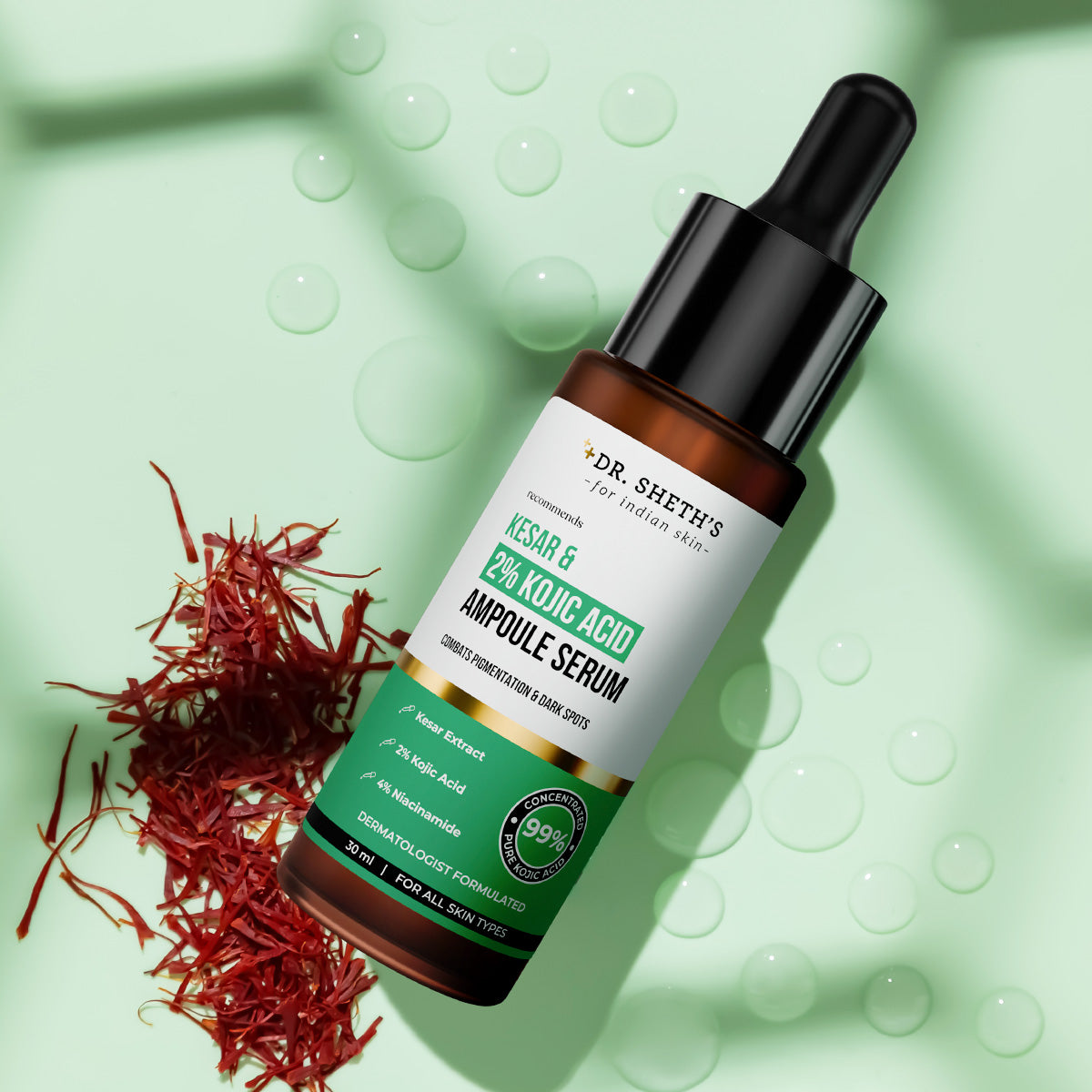 DR.SHETH"S KESAR & 2% KOJIC ACID AMPOULE SERUM 30ML — photo 2