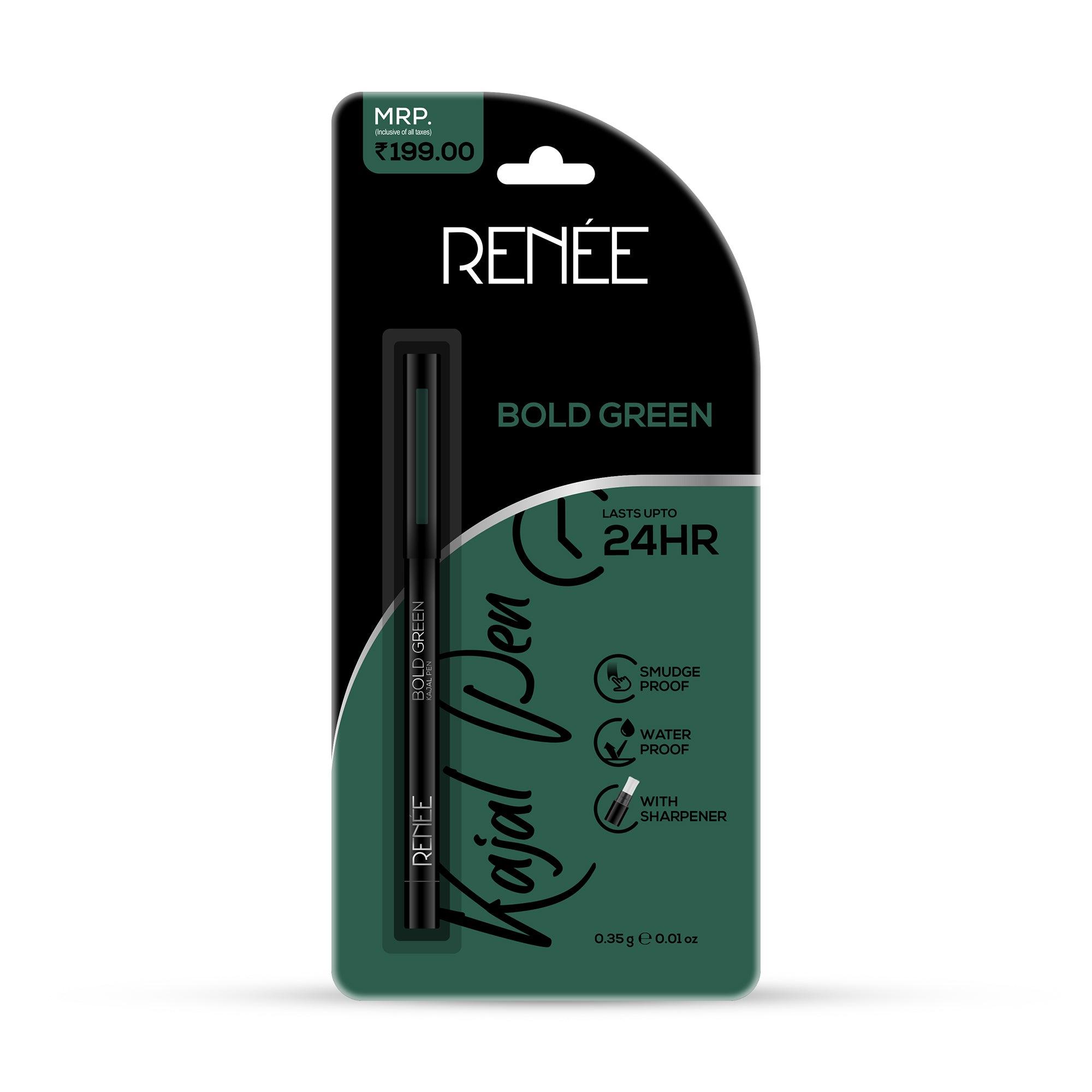 Eyes RENEE Bold Green Kajal Pen with Sharpener, 0.35g
