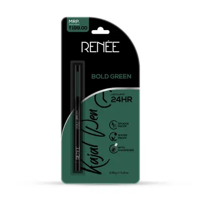 Eyes RENEE Bold Green Kajal Pen with Sharpener, 0.35g