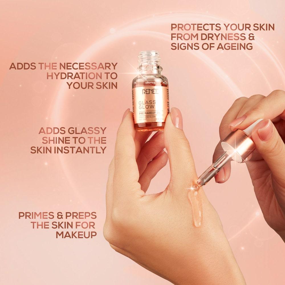 Face Makeup RENEE Glass Glow Pre Make-Up Oil, 10 ml — photo 4