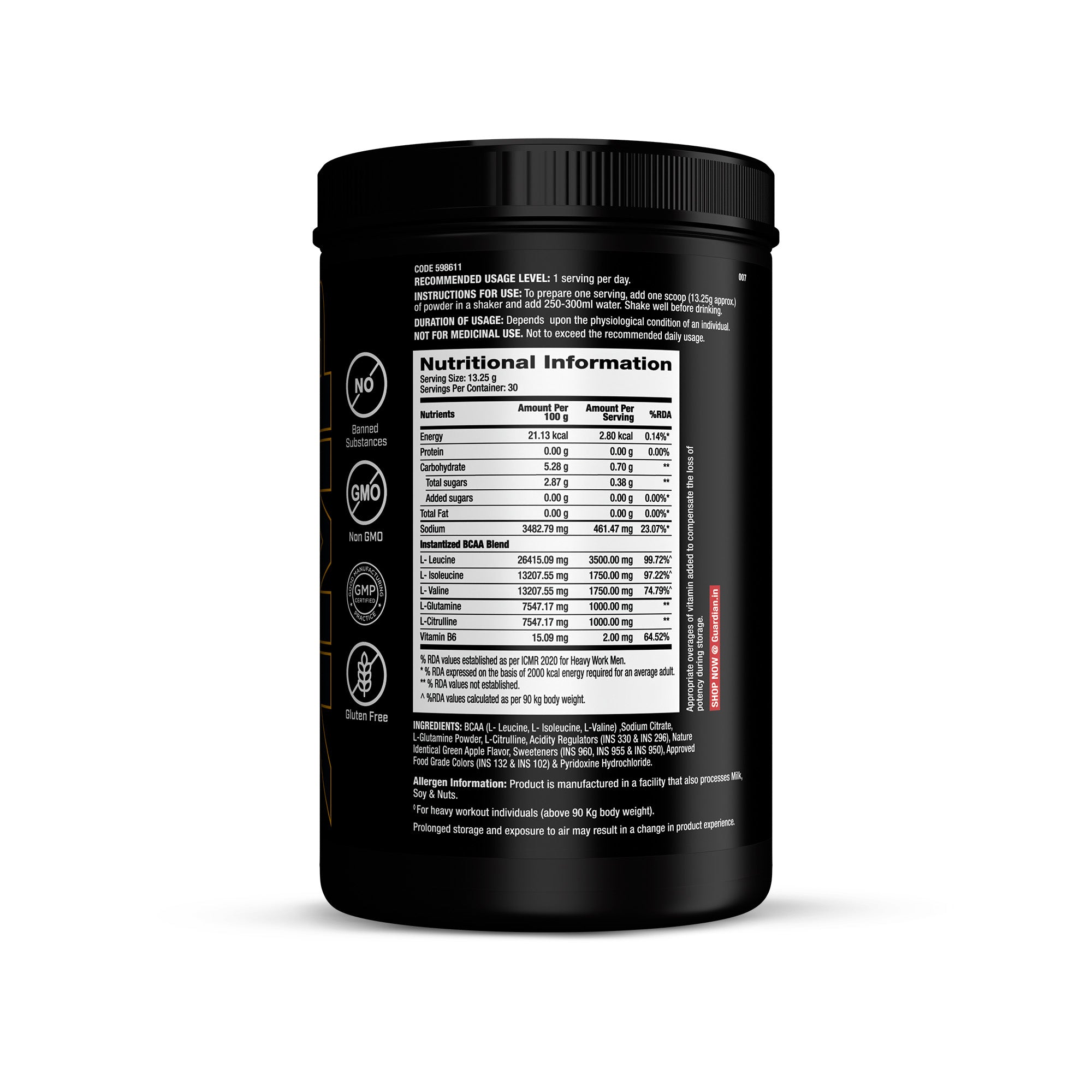 GNC AMP BCAA ADVANCED KIWI STRAWBERRY 400GM — photo 3
