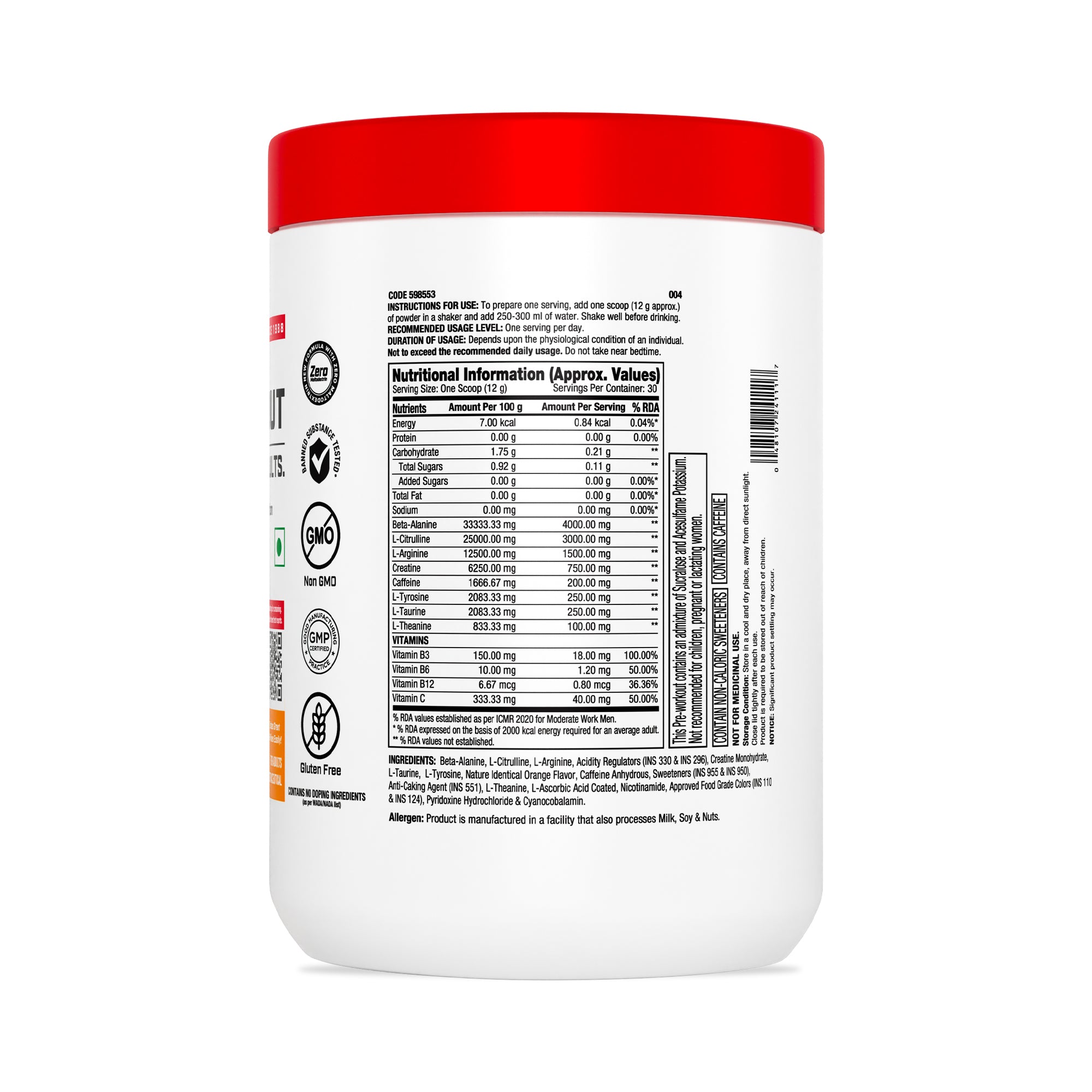 GNC PRO PRE - WORK OUT BLOOD ORANGE 360GM — photo 3