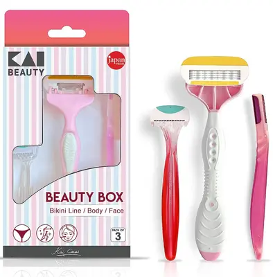 KAI BEAUTY BOX BIKINI LINE/BODY/FACE WOMEN RAZOR KIT PACK OF 3