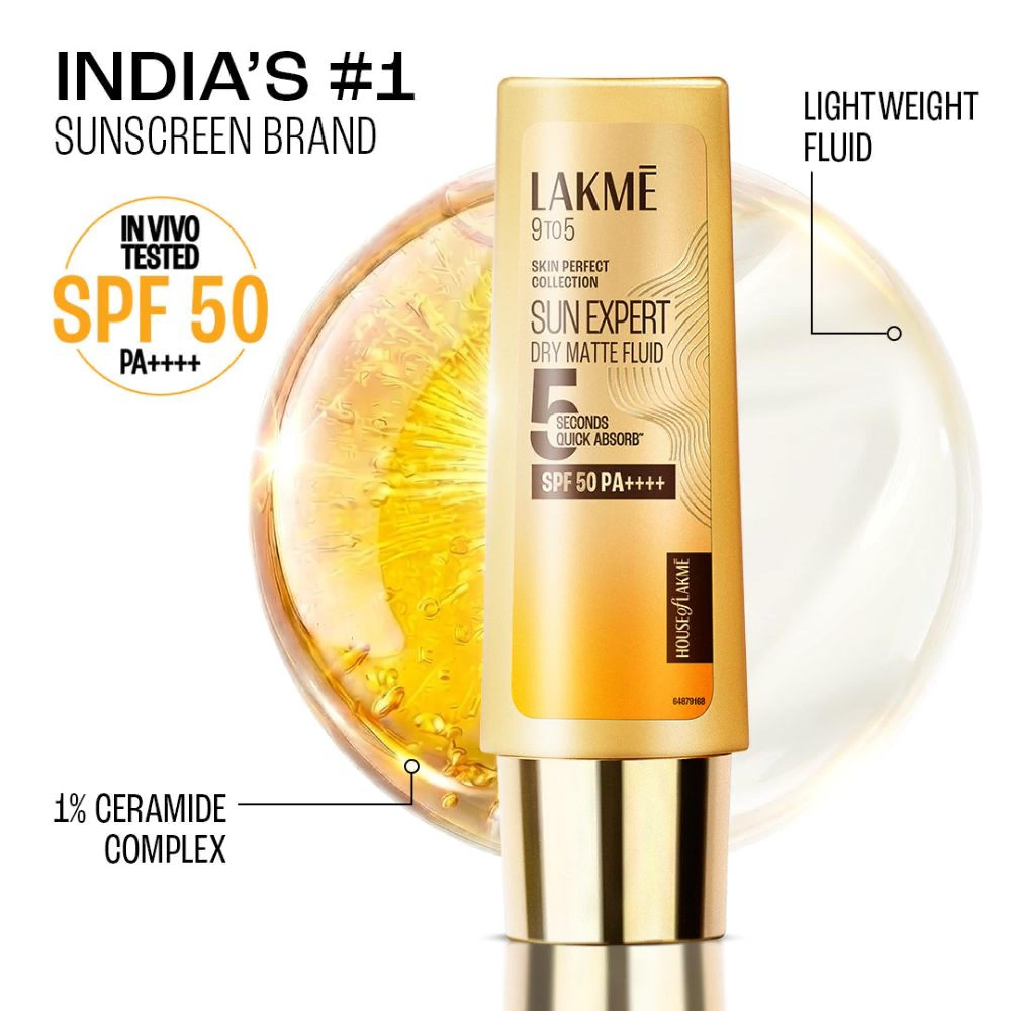 LAKME 9 TO 5 SUN EXPERT DRY MATTE FLUID SPF50 PA++++ 50ML — photo 2