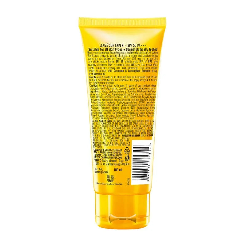 LAKME 9 TO 5 SUN EXPERT SUPER MATTE SUNSCREEN LOTION SPF50 PA+++ 100ML — photo 3