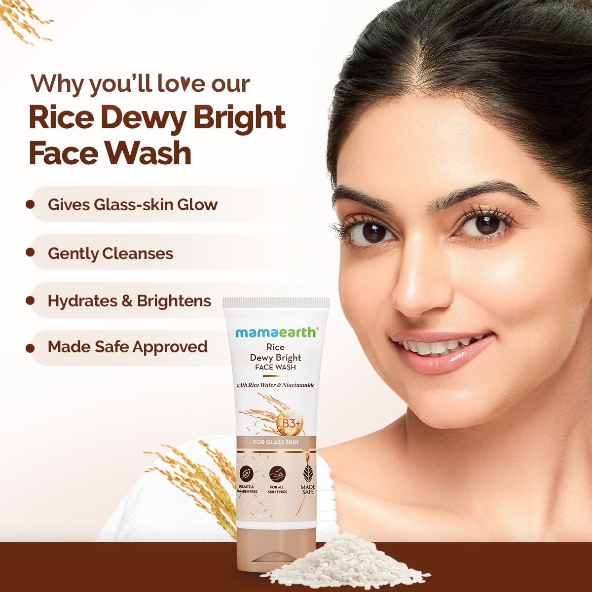 MAMA EARTH RICE DEWY BRIGHT FACE WASH 100ML — photo 4