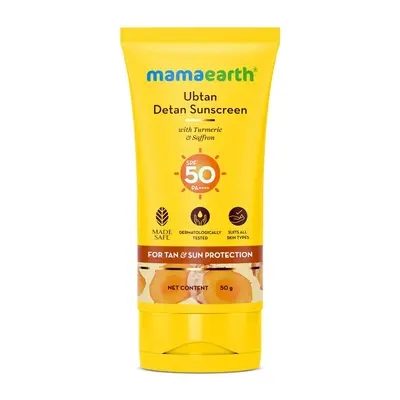 MAMA EARTH UBTAN DETAN SUNSCREEN SPF 50 TURMERIC SAFFRON 50GM