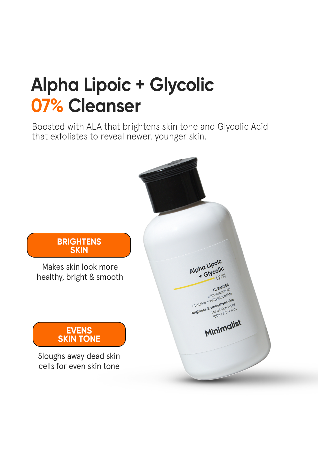 MINIMALIST ALPHA LIPOIC + GLYCOLIC 07% CLEANSER 100ML — photo 2