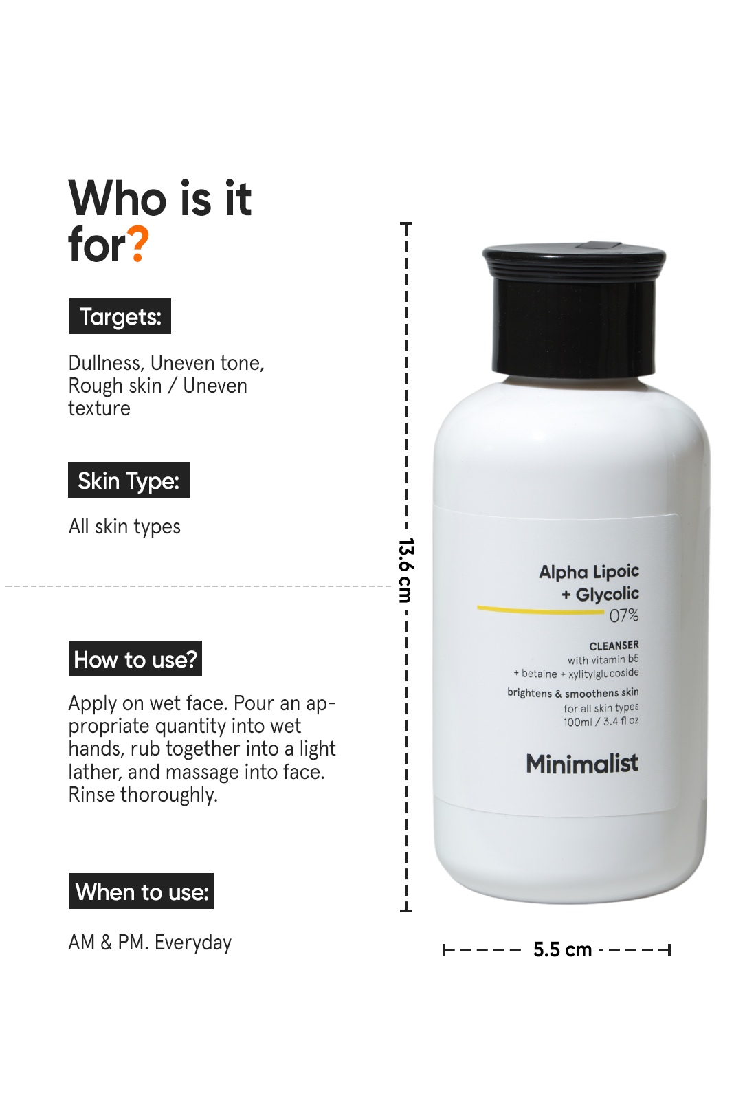 MINIMALIST ALPHA LIPOIC + GLYCOLIC 07% CLEANSER 100ML — photo 3