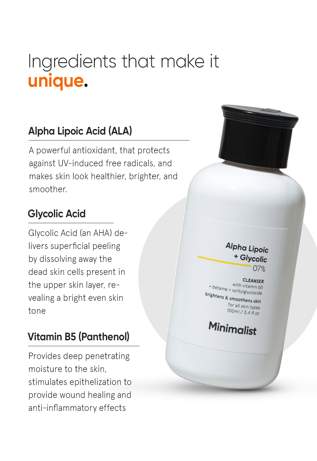MINIMALIST ALPHA LIPOIC + GLYCOLIC 07% CLEANSER 100ML — photo 4