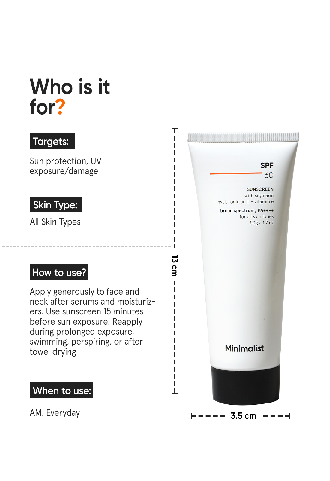 MINIMALIST SPF 60 SUNSCREEN WITH SILMARIN + HYALURONIC ACID+VITAMIN E 50G — photo 3
