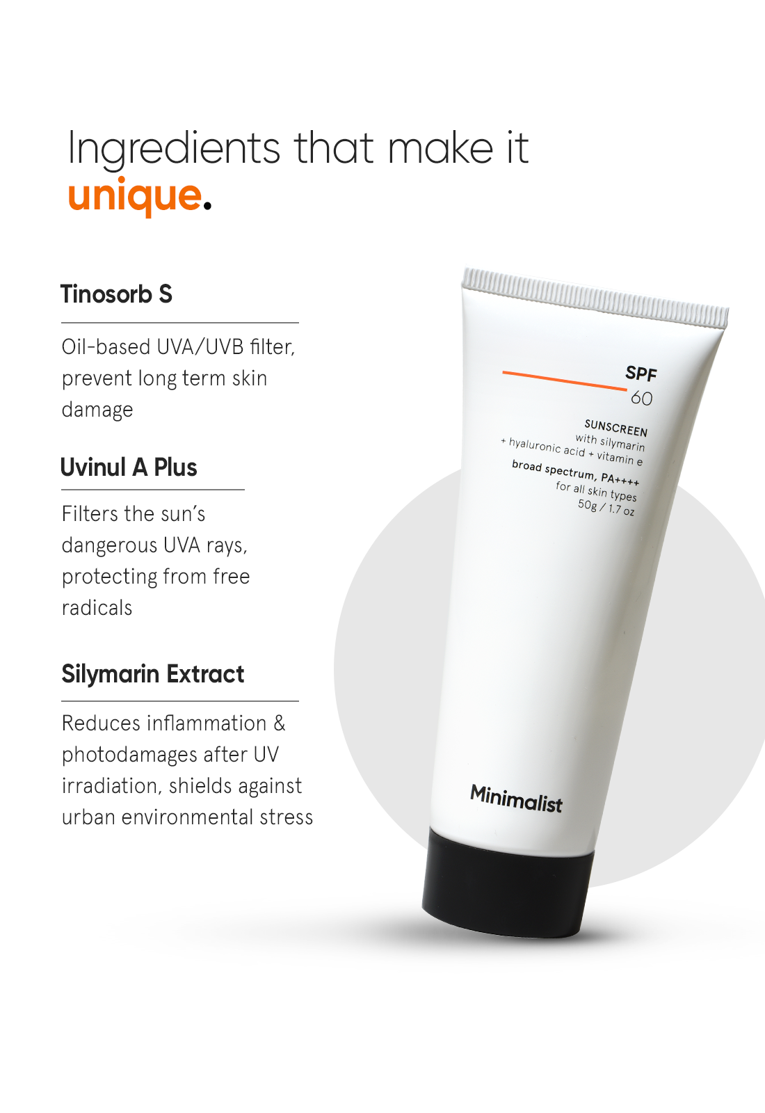 MINIMALIST SPF 60 SUNSCREEN WITH SILMARIN + HYALURONIC ACID+VITAMIN E 50G — photo 4