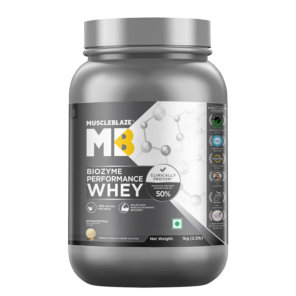 MUSCLE BLAZE BIOZYME PERFORMANCE WHEY FRENCH VANILLA 1KG — photo 2