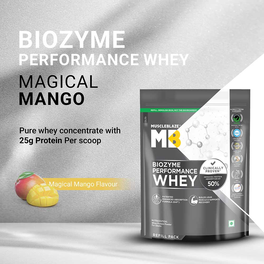 MUSCLEBLAZE BIOZYME PERFORMANCE WHEY MAGICAL MANGO 1KG — photo 2