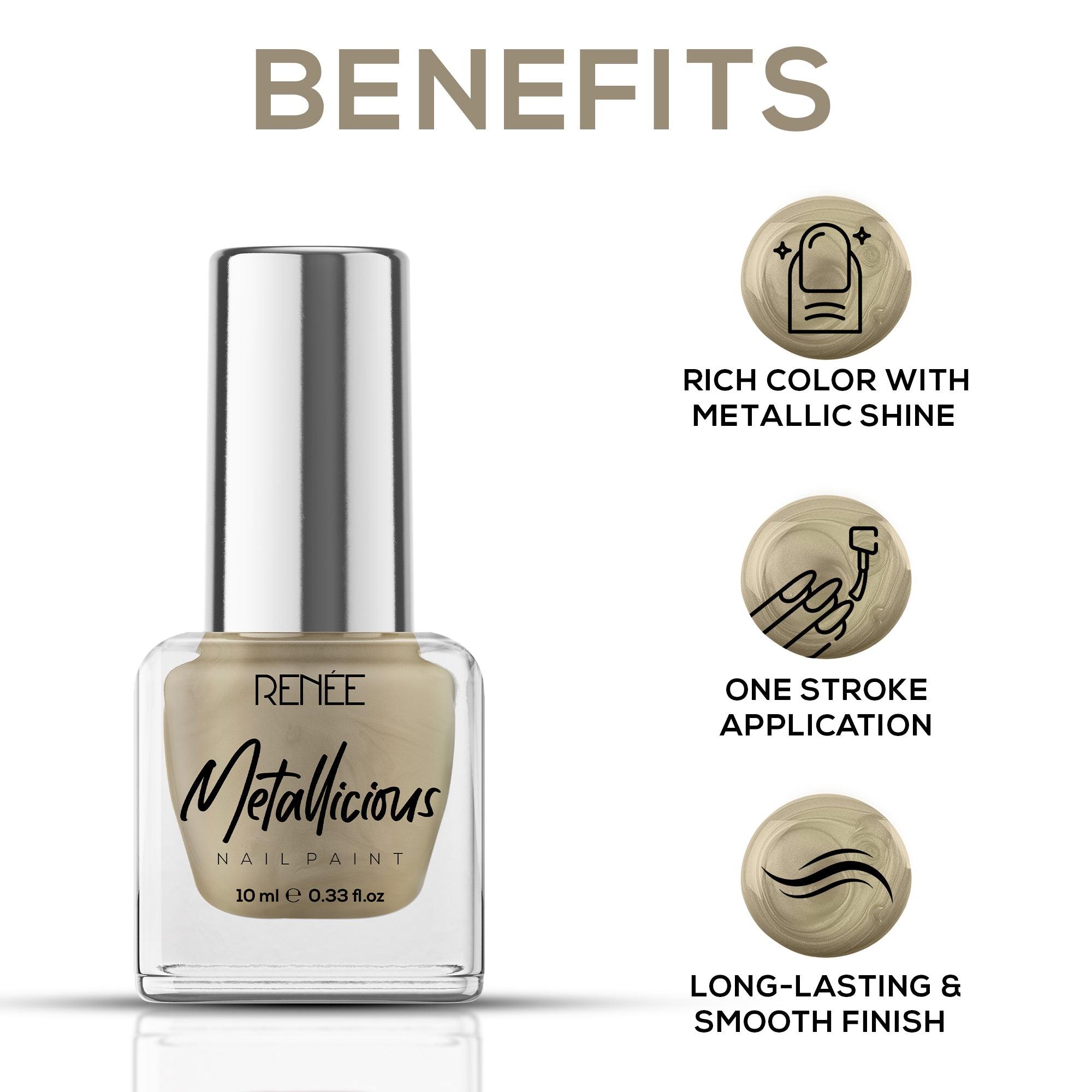 Nails RENEE Metallicious Nail Paint 10ml, Shadow Grey — photo 3