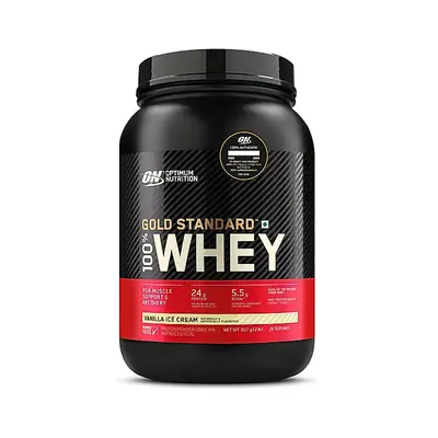 Optimum Nutrition Gold Standard 100% Whey Protein Powder, Vanilla Ice Cream, 2 lbs