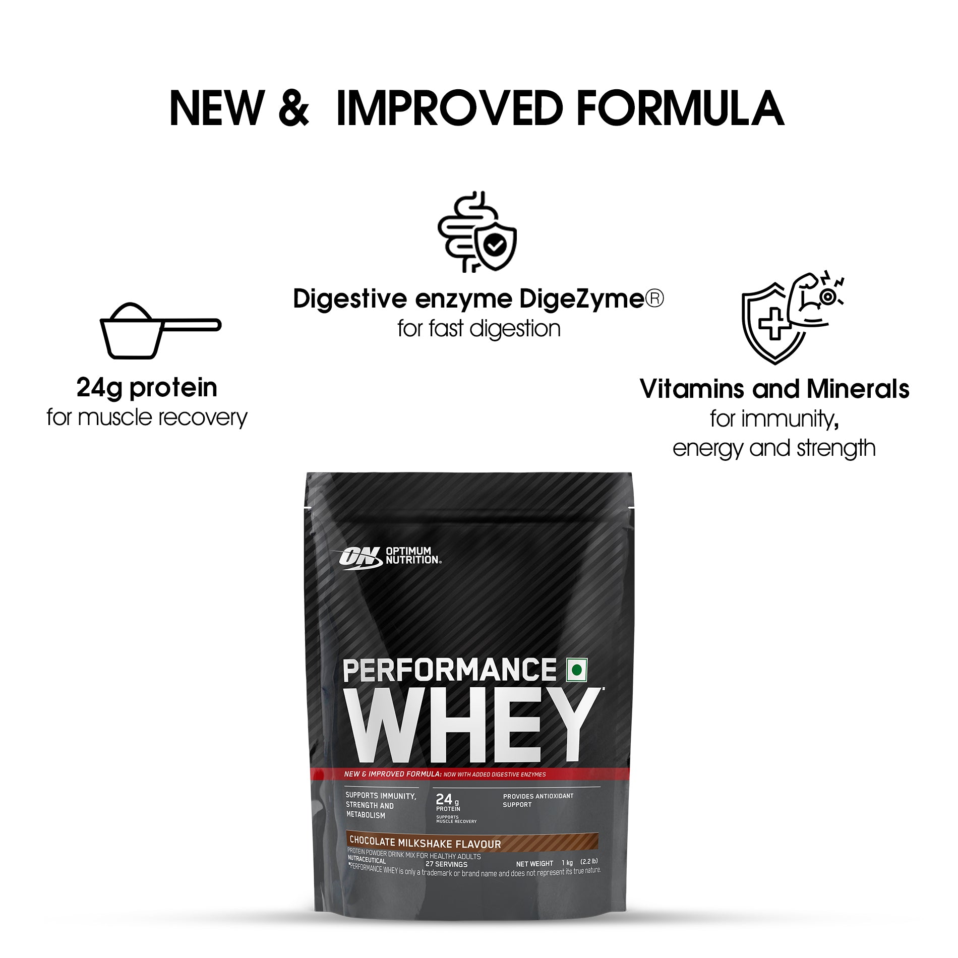 Optimum Nutrition Performance Whey Protein Powder 1Kg (Chocolate Milkshake), 1Kg — photo 3