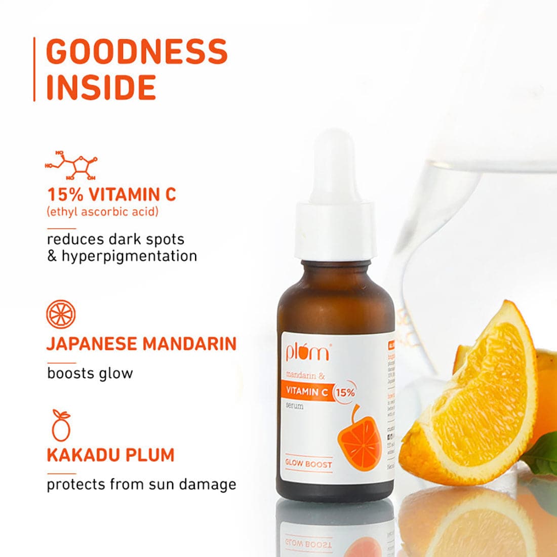 Plum Goodness 15% Vitamin C & Mandarin Glow Boost Serum - Pack of 2, 20 ml X 2 — photo 3