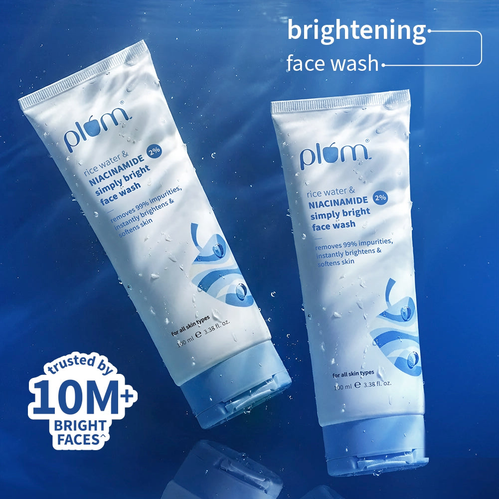 Plum Goodness 2% Niacinamide & Rice Water Face Wash For Clear & Bright Skin (100 ml) - Pack of 2