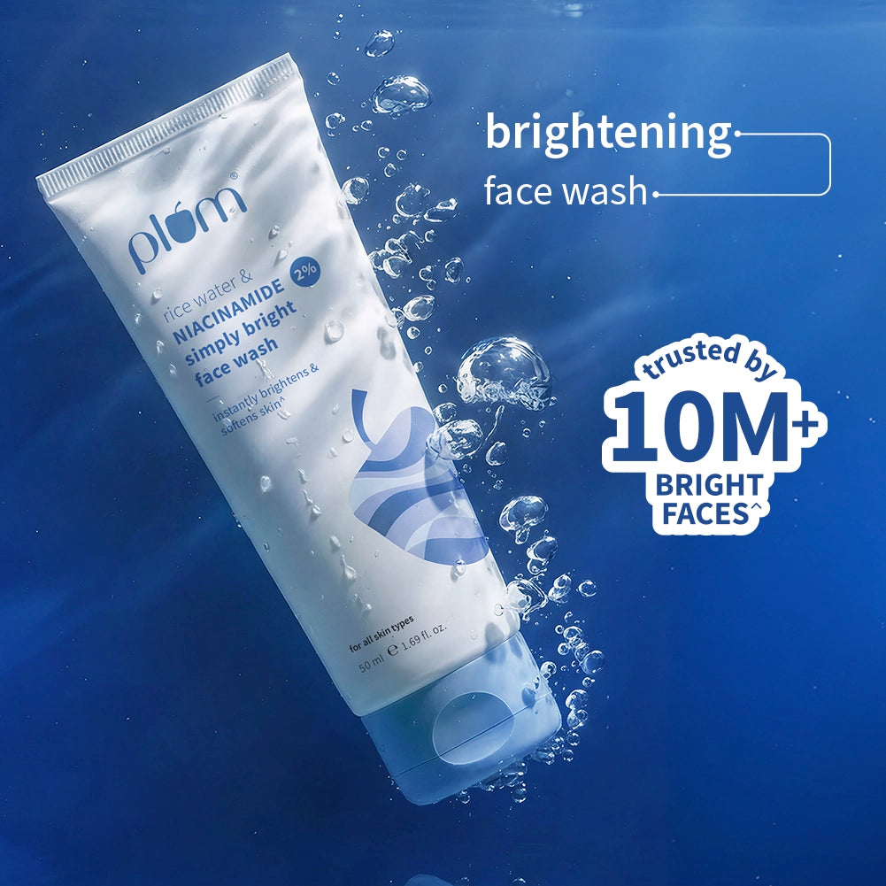 Plum Goodness 2% Niacinamide & Rice Water Face Wash For Clear & Bright Skin, 50 ml