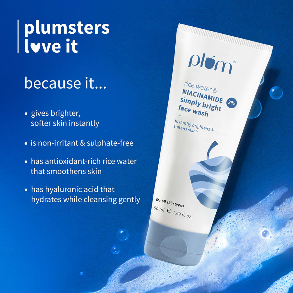 Plum Goodness 2% Niacinamide & Rice Water Face Wash For Clear & Bright Skin, 50 ml — photo 4