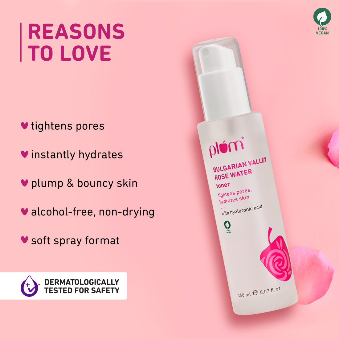 Plum Goodness Bulgarian Valley Rose Water Toner For Dry Skin, 100 ml — photo 2