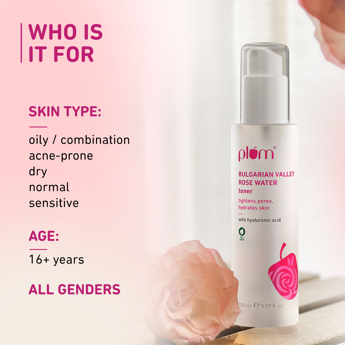 Plum Goodness Bulgarian Valley Rose Water Toner For Dry Skin, 100 ml — photo 3