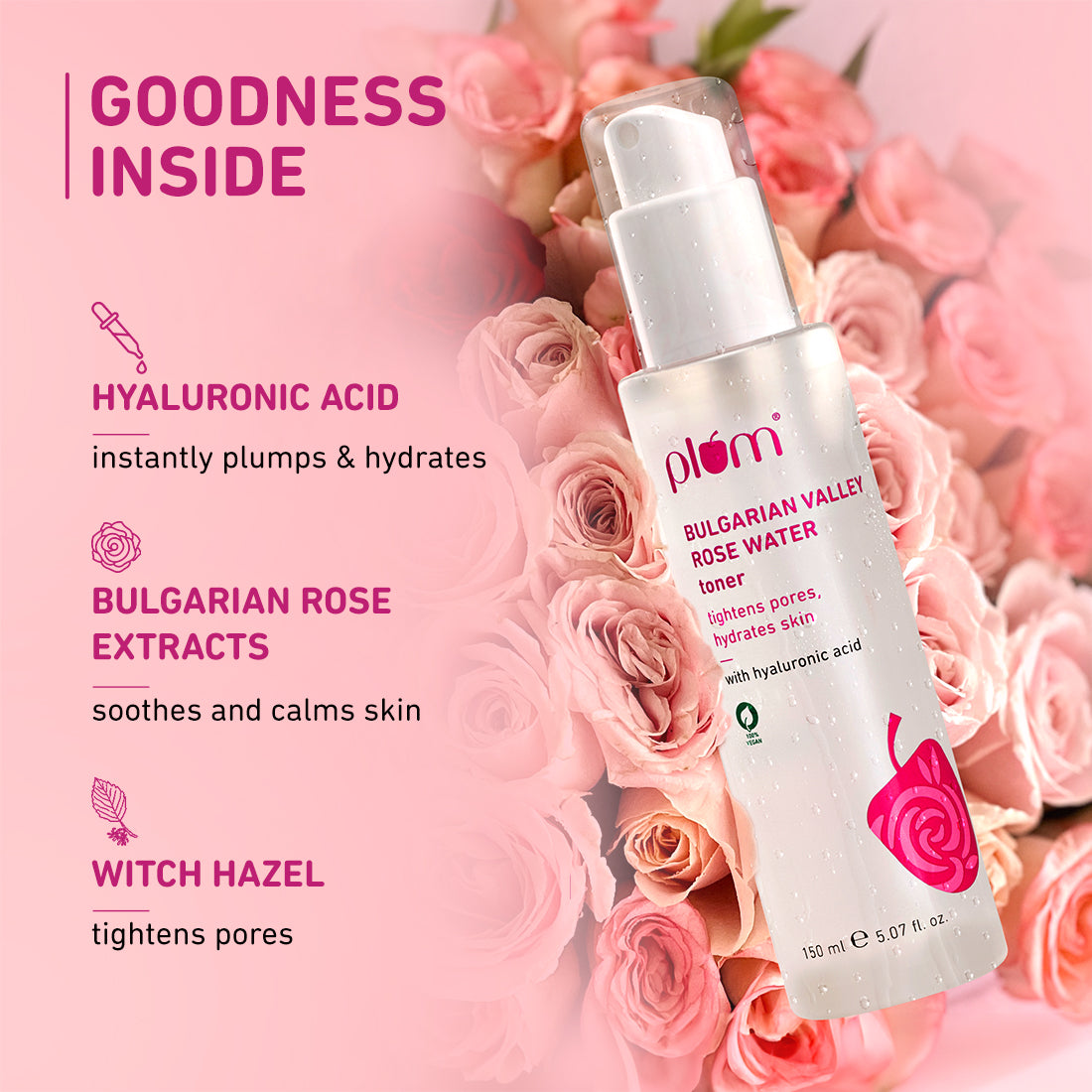 Plum Goodness Bulgarian Valley Rose Water Toner For Dry Skin, 100 ml — photo 4