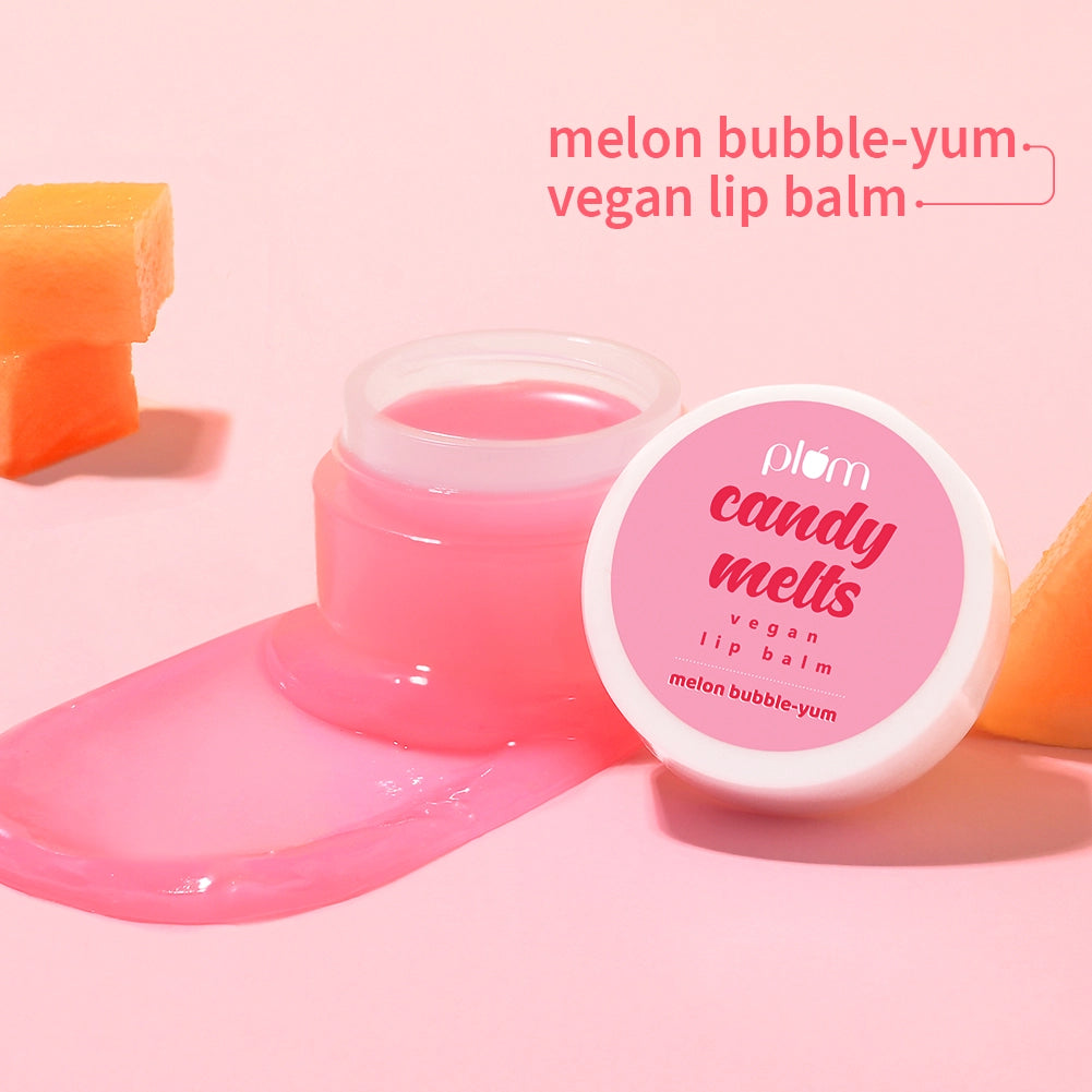 Plum Goodness Candy Melts Vegan Lip Balm, Melon Bubble-Yum