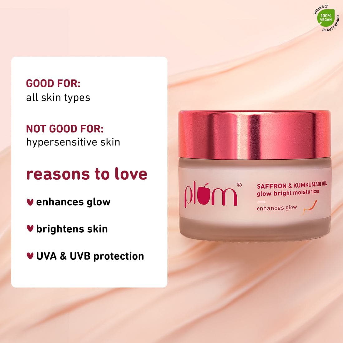 Plum Goodness Saffron & Kumkumadi Oil Glow Bright Moisturizer with SPF 35 (50 g) - Pack of 2 — photo 2