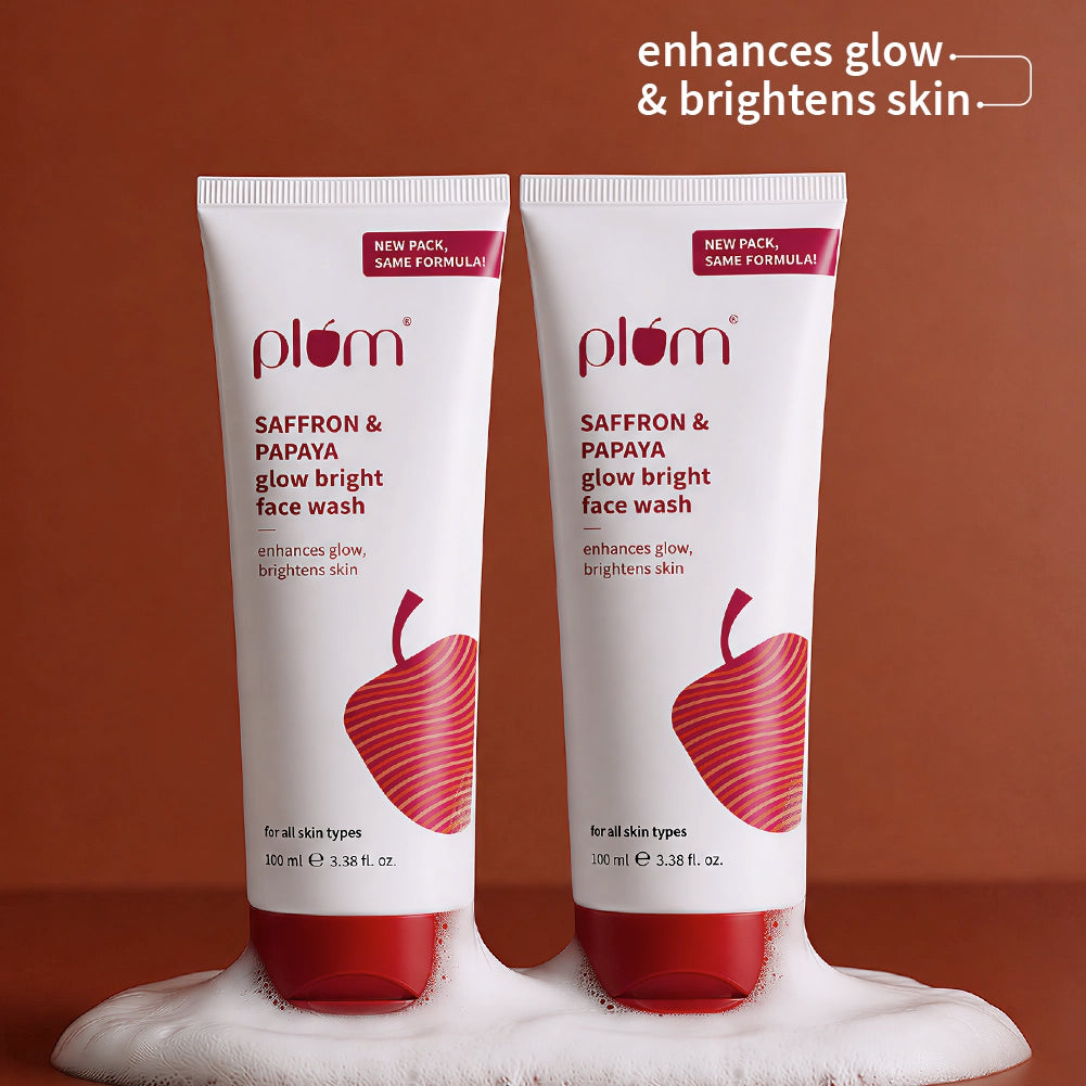 Plum Goodness Saffron & Papaya Glow Bright Face Wash (100 ml) - Pack of 2