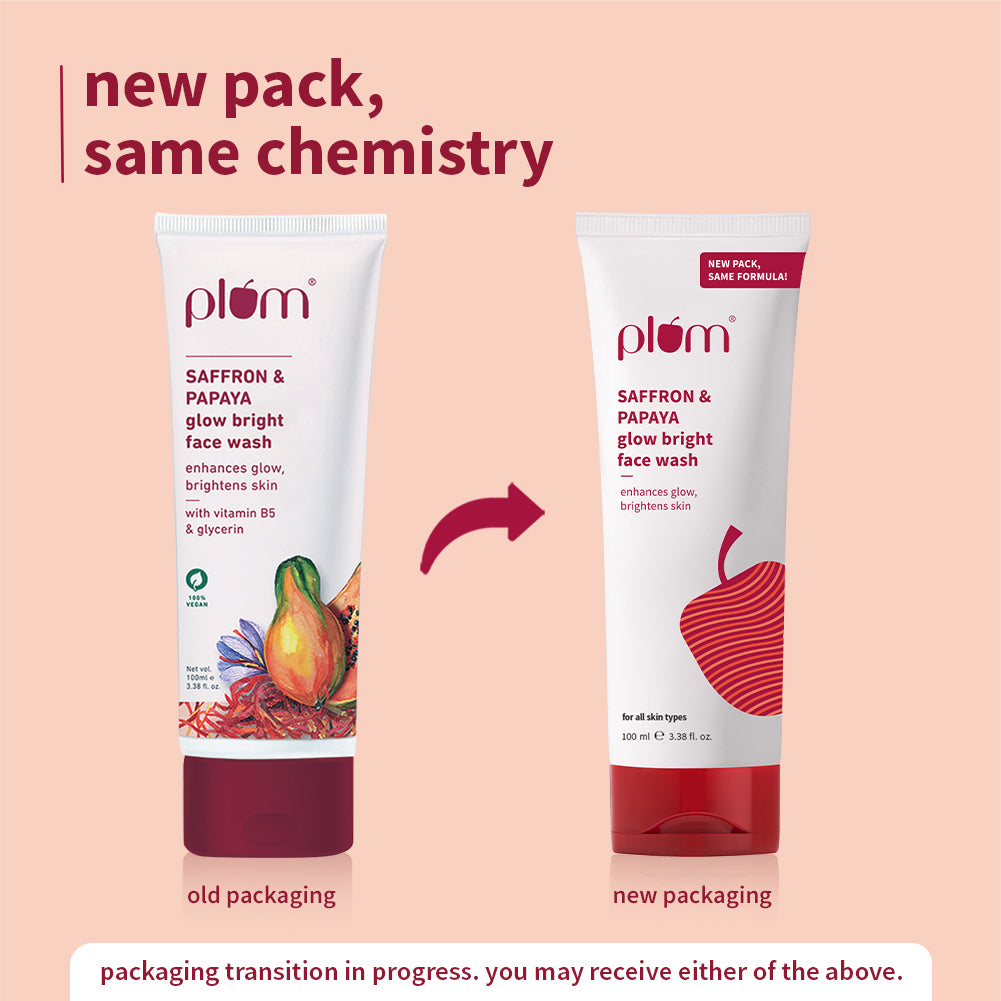 Plum Goodness Saffron & Papaya Glow Bright Face Wash (100 ml) - Pack of 2 — photo 2