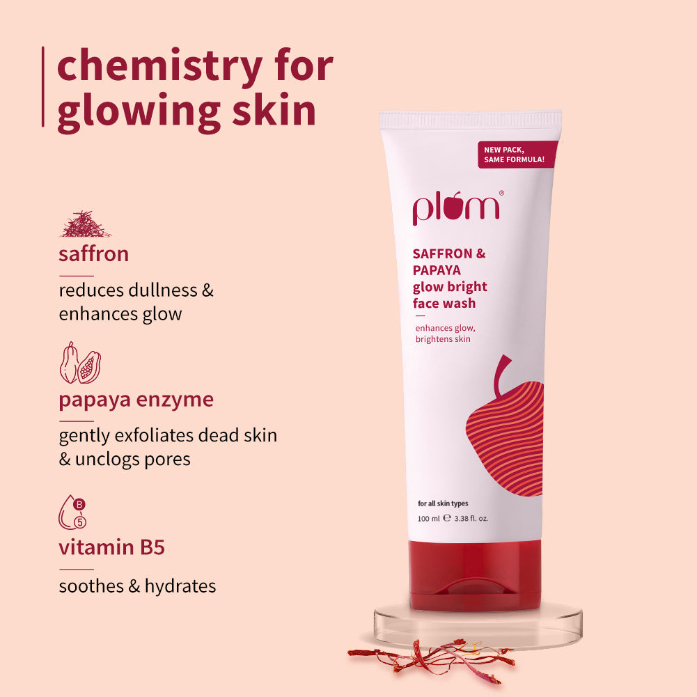 Plum Goodness Saffron & Papaya Glow Bright Face Wash (100 ml) - Pack of 2 — photo 3