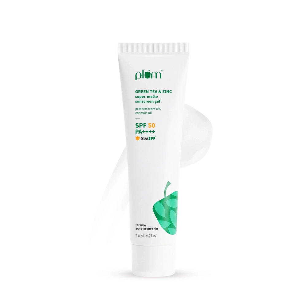 PLUM GREEN TEA 7ZINC SUPER-MATTE SUNSCREEN GEL PROTECTS 7 CONTROL OIL