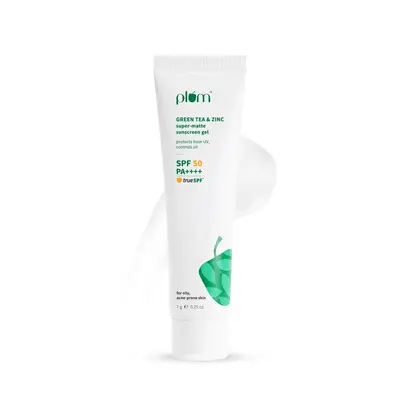 PLUM GREEN TEA 7ZINC SUPER-MATTE SUNSCREEN GEL PROTECTS 7 CONTROL OIL