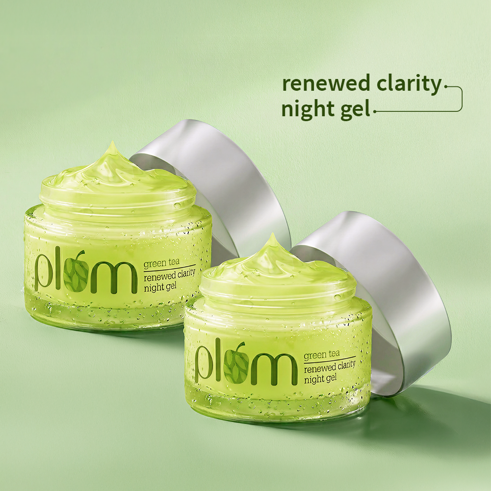 plumgoodness Green Tea Renewed Clarity Night Gel For Oily & Acne-Prone Skin (50 ml) - Pack of 2