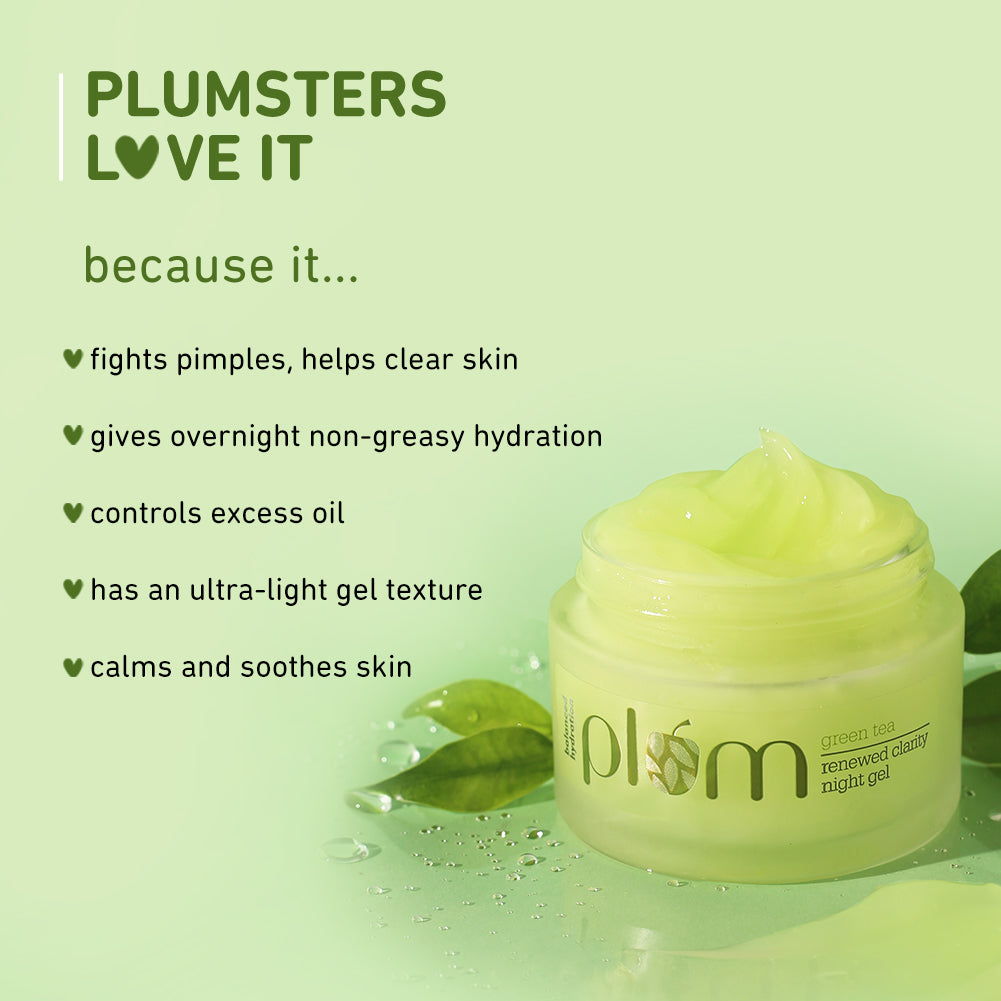 plumgoodness Green Tea Renewed Clarity Night Gel For Oily & Acne-Prone Skin (50 ml) - Pack of 2 — photo 2