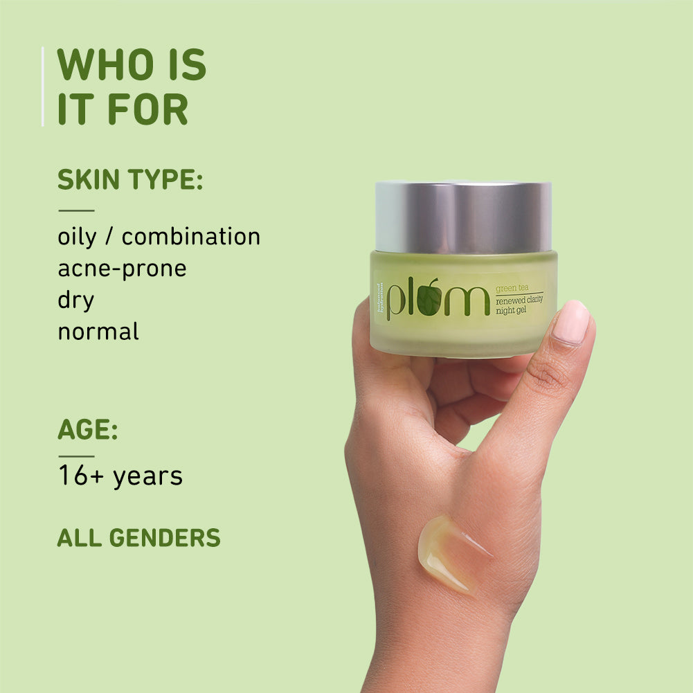 plumgoodness Green Tea Renewed Clarity Night Gel For Oily & Acne-Prone Skin (50 ml) - Pack of 2 — photo 4