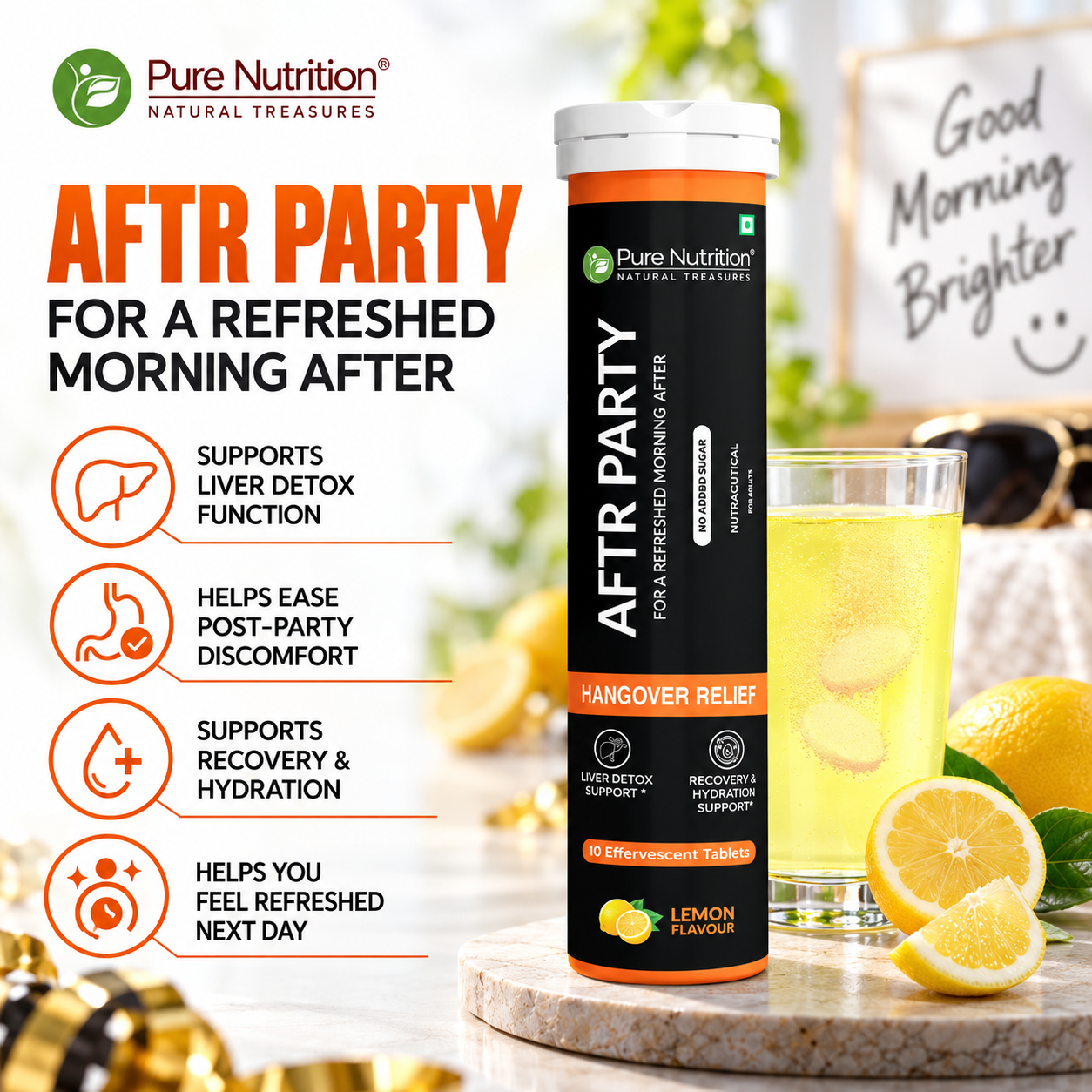 PURE NUTRITION AFTER PARTY EFFERVESCENT 10'S — photo 3