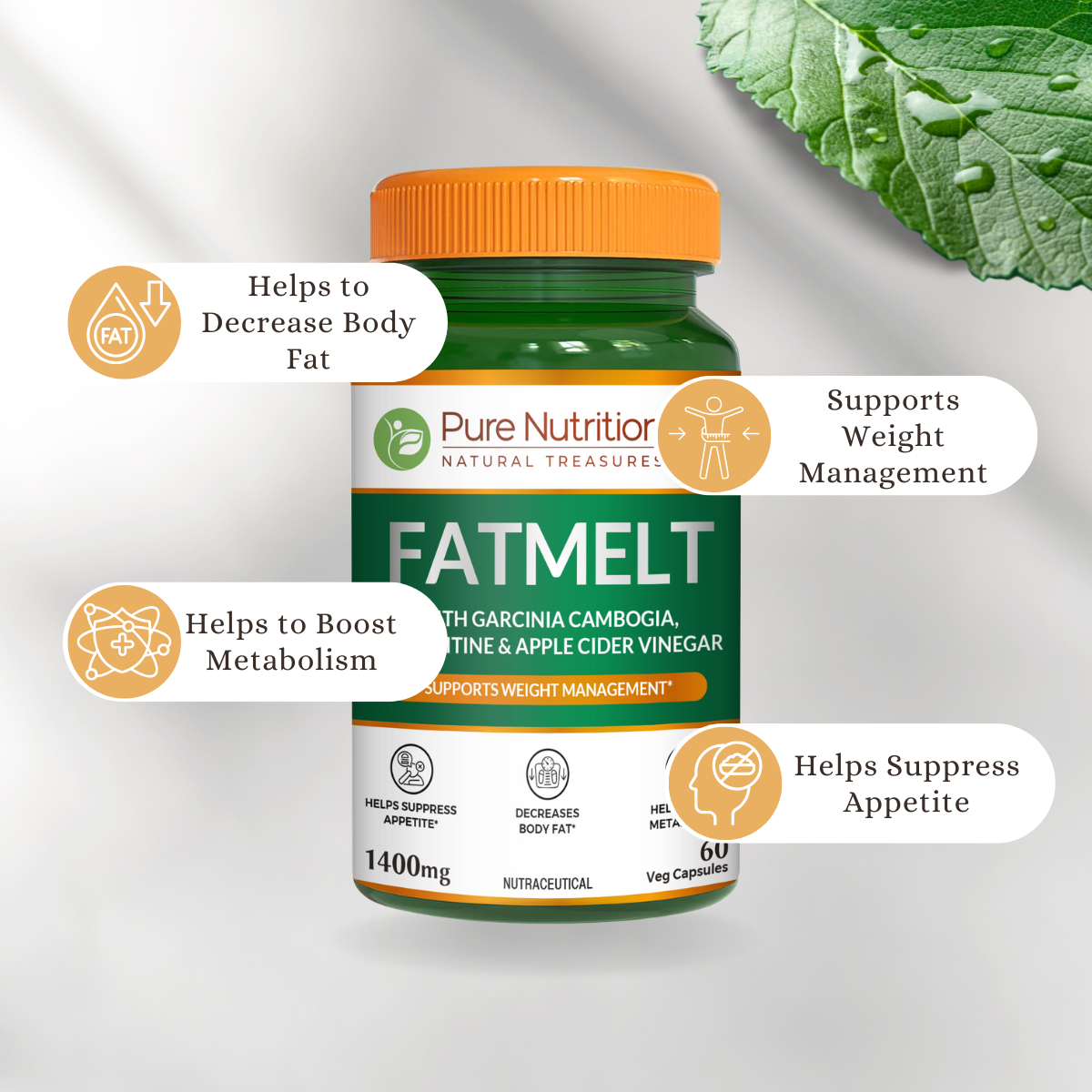 PURE NUTRITION FATMELT WITH GARCINIA - ACV 60'S — photo 3