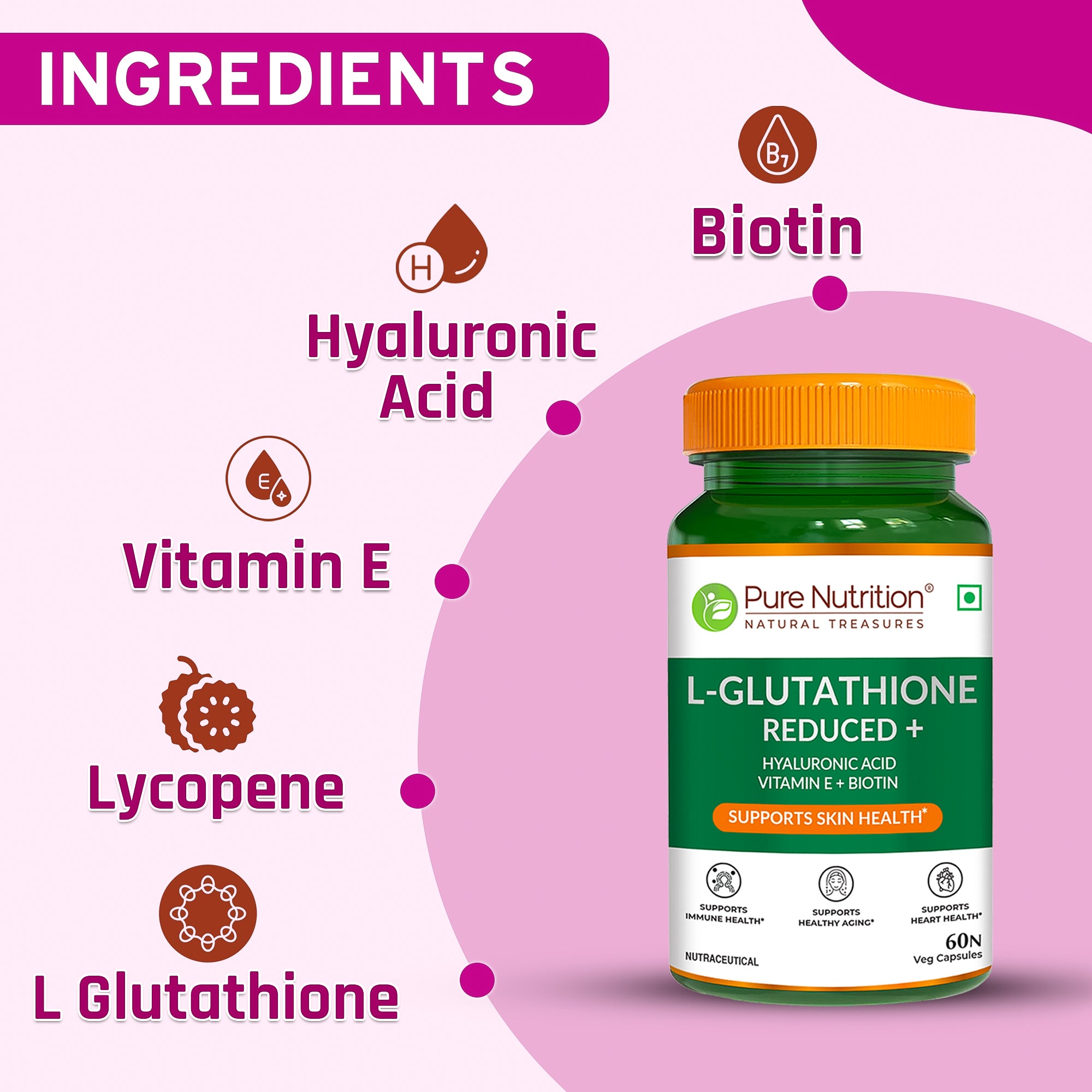 PURE NUTRITION L GLUTATHIONE REDUCED WITH HYALURONIC 30N CAPSULES — photo 3