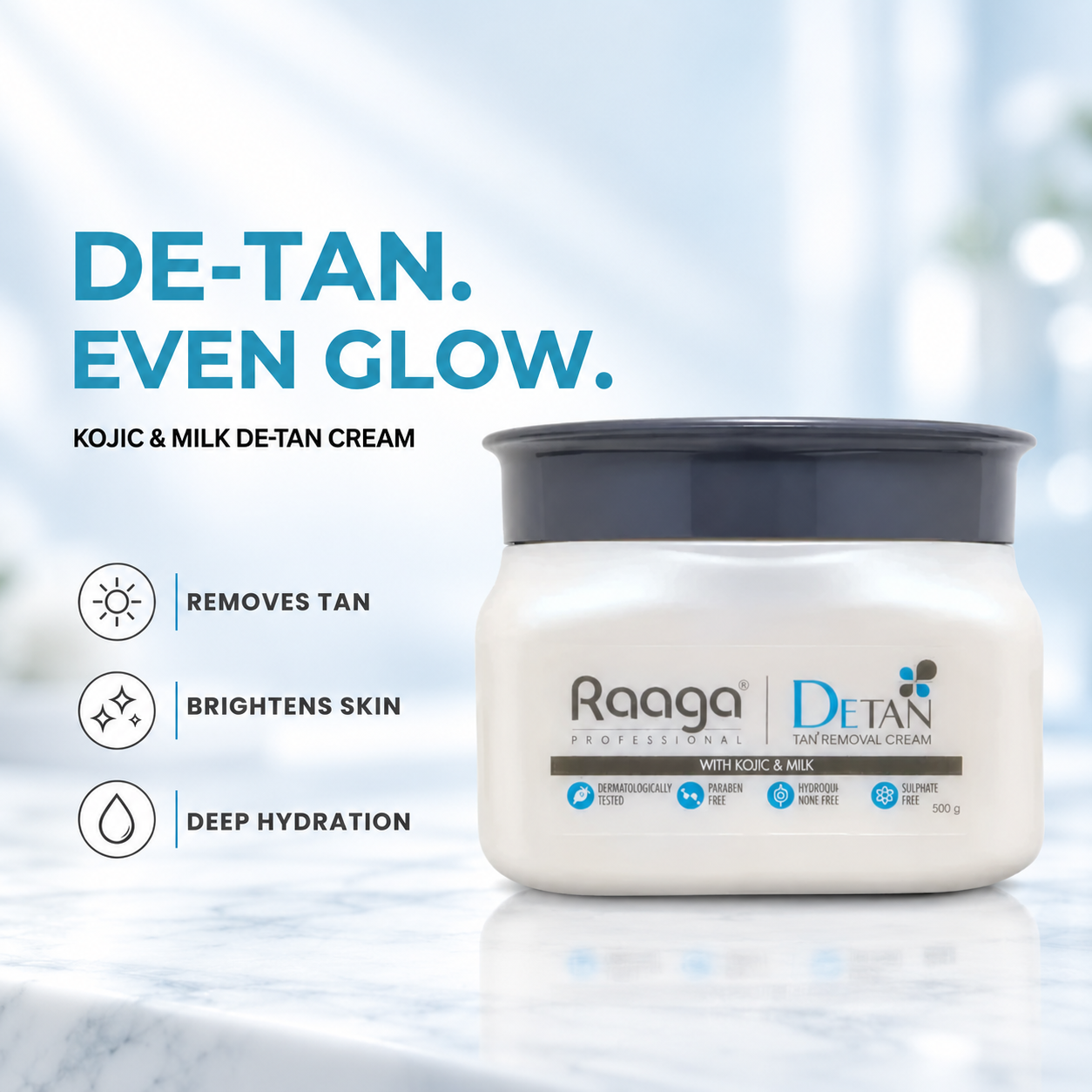 RAAGA PROFESSIONAL DETAN TAN REMOVAL CREAM WITH KOJIC&MILK 500G