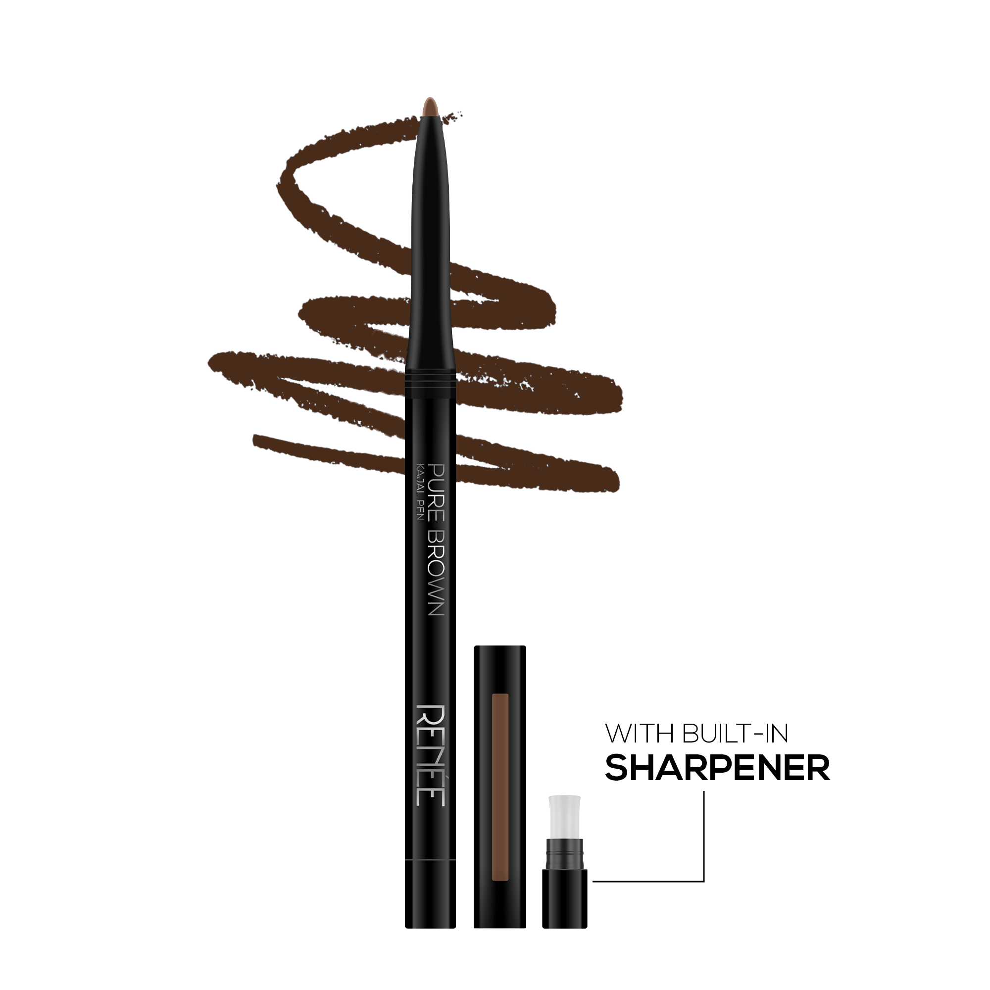 RENEE Pure Brown Kajal Pen with Sharpener, 0.30 g — photo 2