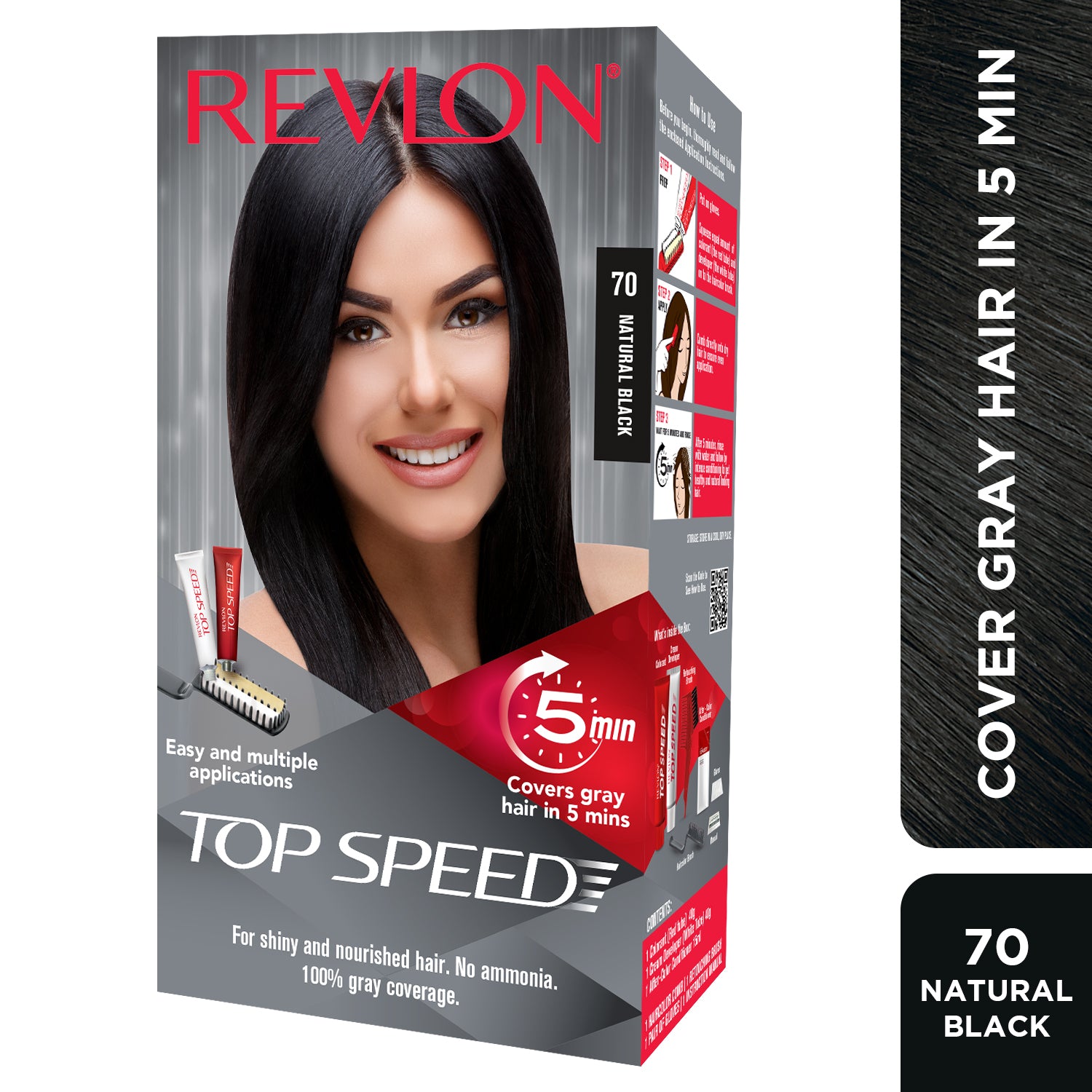 Revlon India Top Speed Hair Color for Women, Brownish Black 68 — photo 2